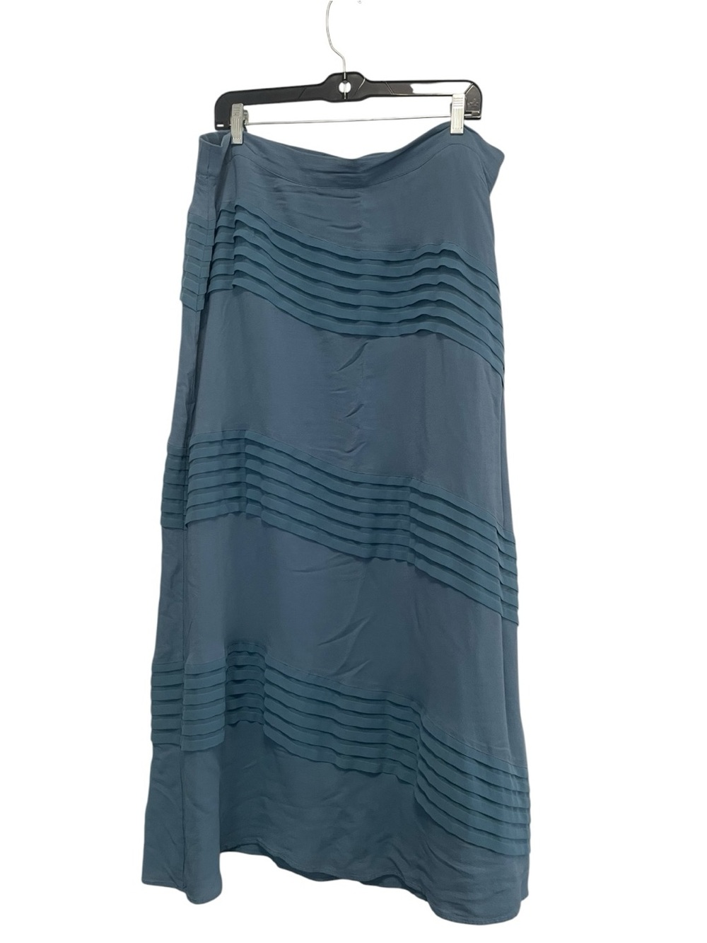 Soft Surroundings Womens Blue Pintuck Chiffon Flat Front A Line Skirt Size 1X